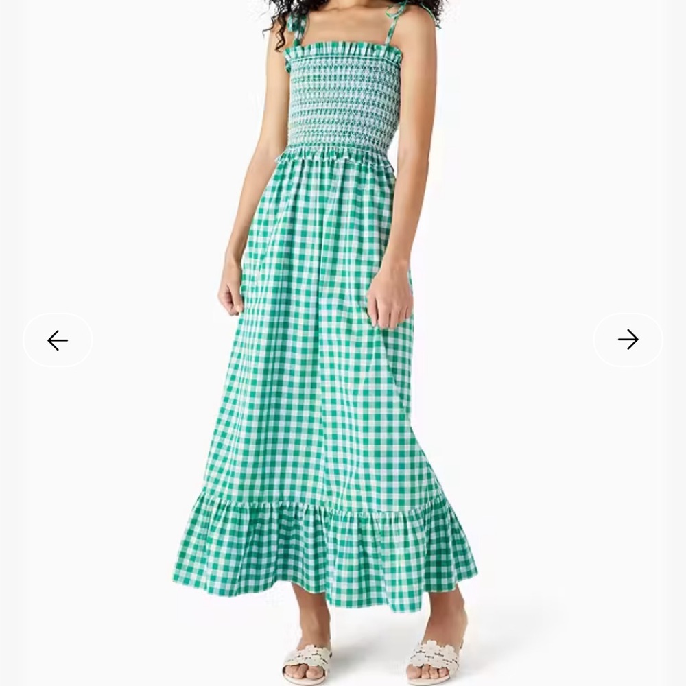 Kate Spade Green Gingham Maxi Dress
